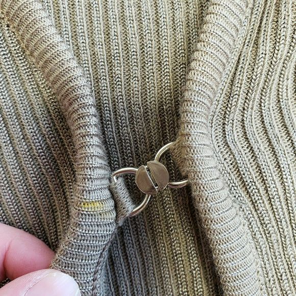 VINTAGE CLIO Gold Brown Light Knit Cardigan Sz Sm - Picture 5 of 9